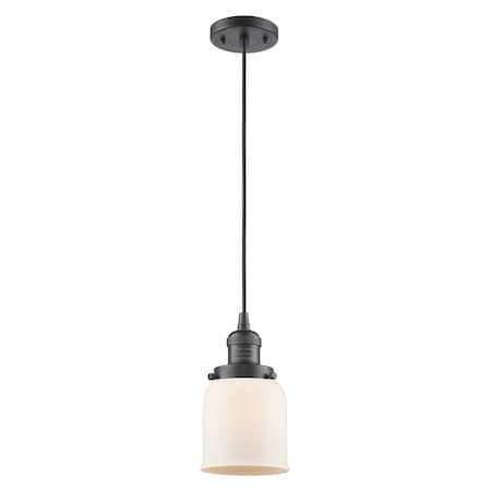 Innovations Lighting Small Bell Vintage 5" Oidimmable Led Rubbed Bronze Mini Pendant, Matte White Cased Glass, 527597 201C-OB-G51-LED